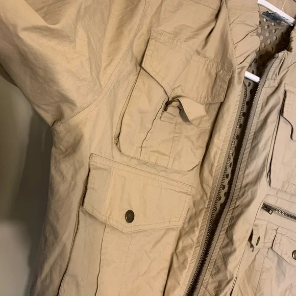 Vintage 725 Beige Bomber Utility Cropped Jacket Size Large - Picture 16 of 16